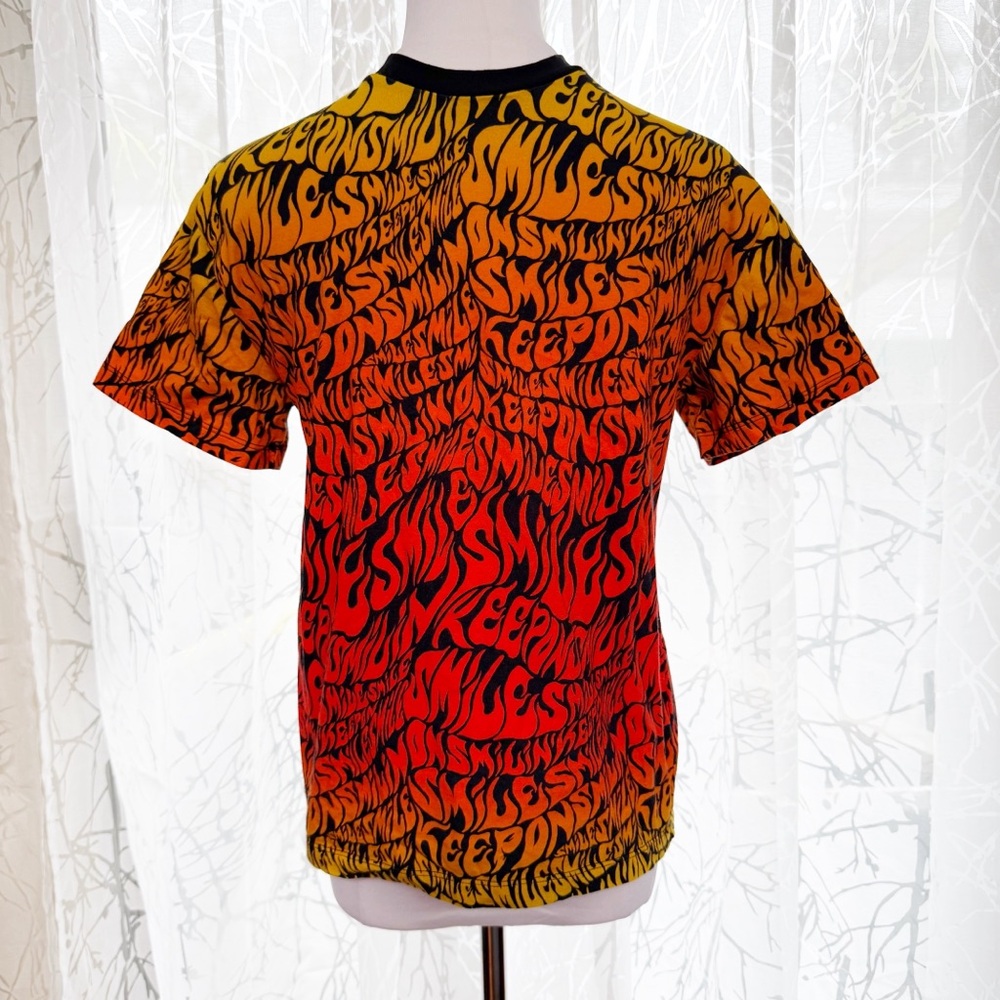 Stella McCartney kids red orange yellow ombre flame smile crewneck tee shirt